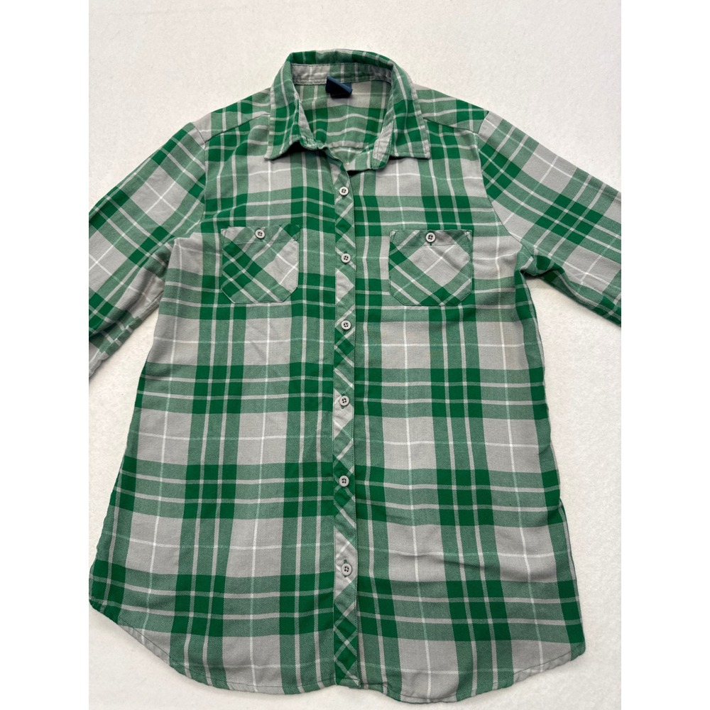 Harry Potter Slytherin Plaid Flannel Shirt Hot Topic Green Grey Large